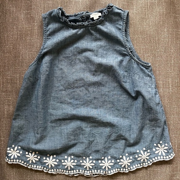 J Crew Factory Denim Chambray high-neck swing sleeveless top size Small - Picture 2 of 12